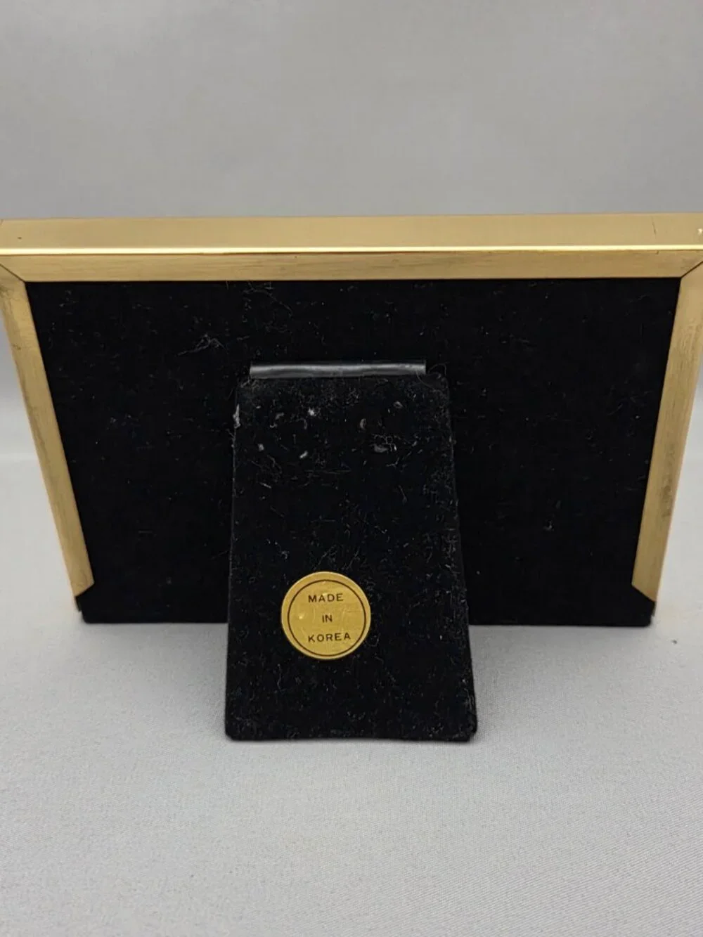 Vintage Brass Gold Tone Mini Double Oval Photo Picture Frame Standing Easel Back